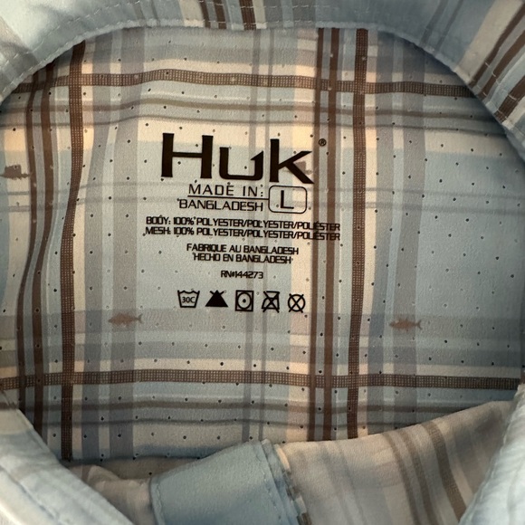 Huk Shirt Mens Large Blue Fish Short Sleeve Fishing Vented Back NEW - Picture 4 of 8